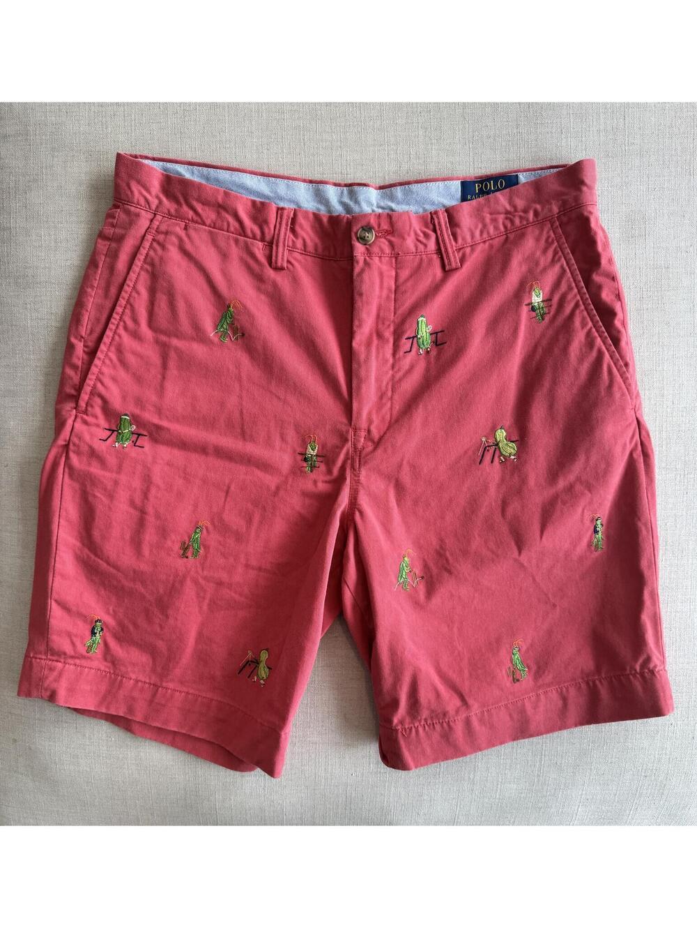 Polo Ralph Lauren Cricket & Squash Chino Shorts Pink Stretch Fit 33